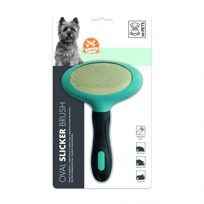 M-Pets Oval Slicker Brush - Black & Blue