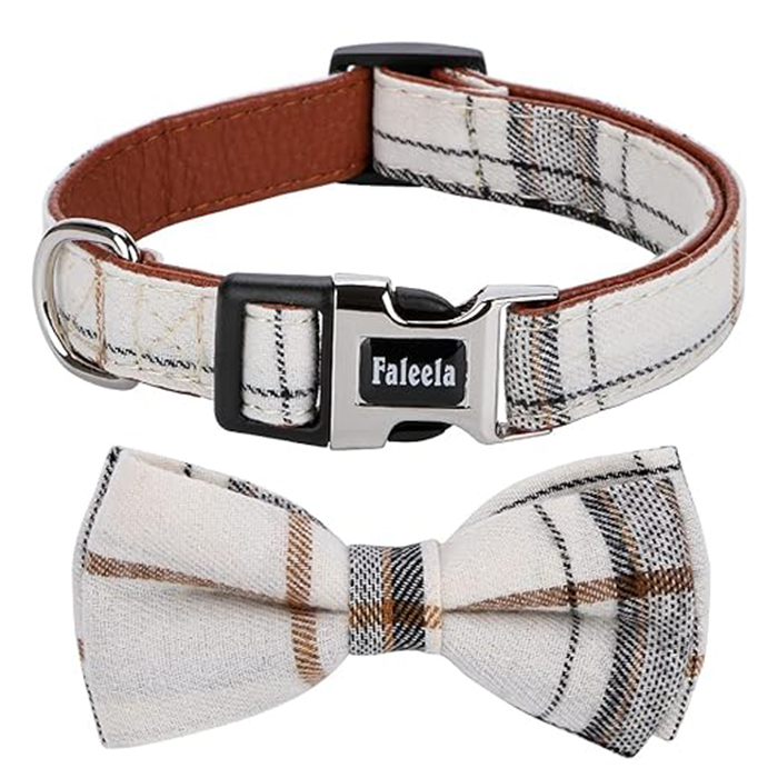Faleela Soft &Comfy Bowtie Dog Collar Detachable and Adjustable Bow Tie Collar