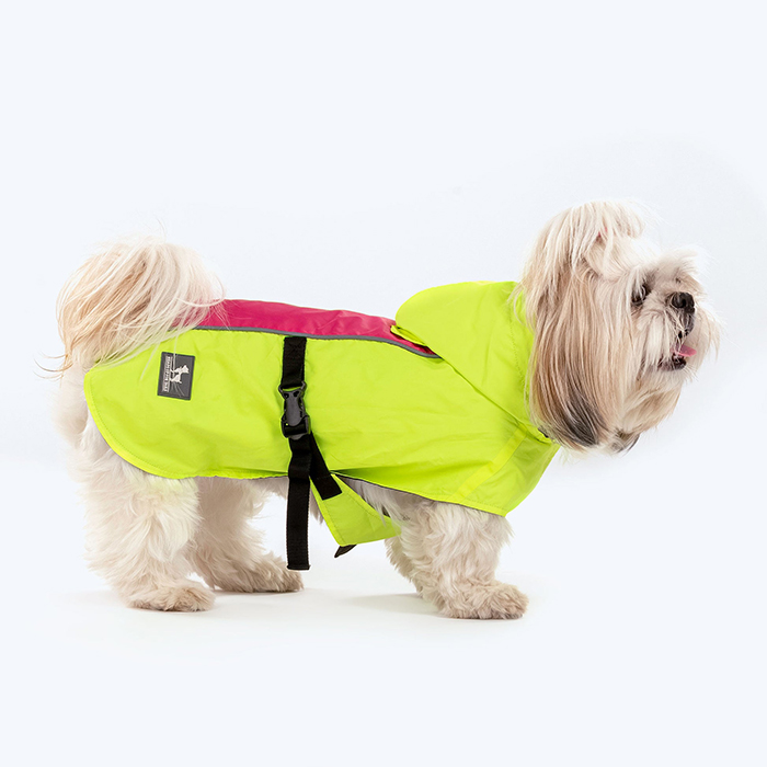 Neon Shower Dog Raincoat - Neon Green & Pink